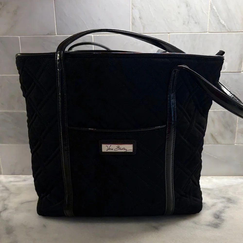 Vera Bradley Elegant Black Quilted Tote - Picture 1 of 5